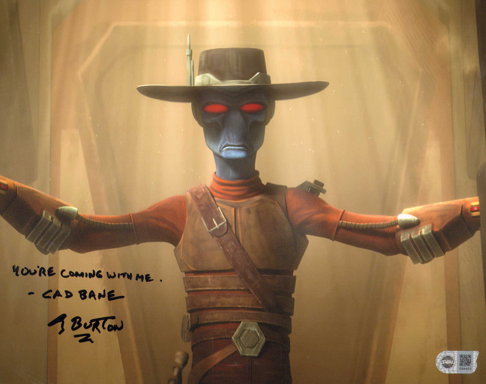 Corey Burton as Cad Bane in Star Wars: The Clone Wars (SWAU) Signed 11x14 Photo with Character Name and Quote