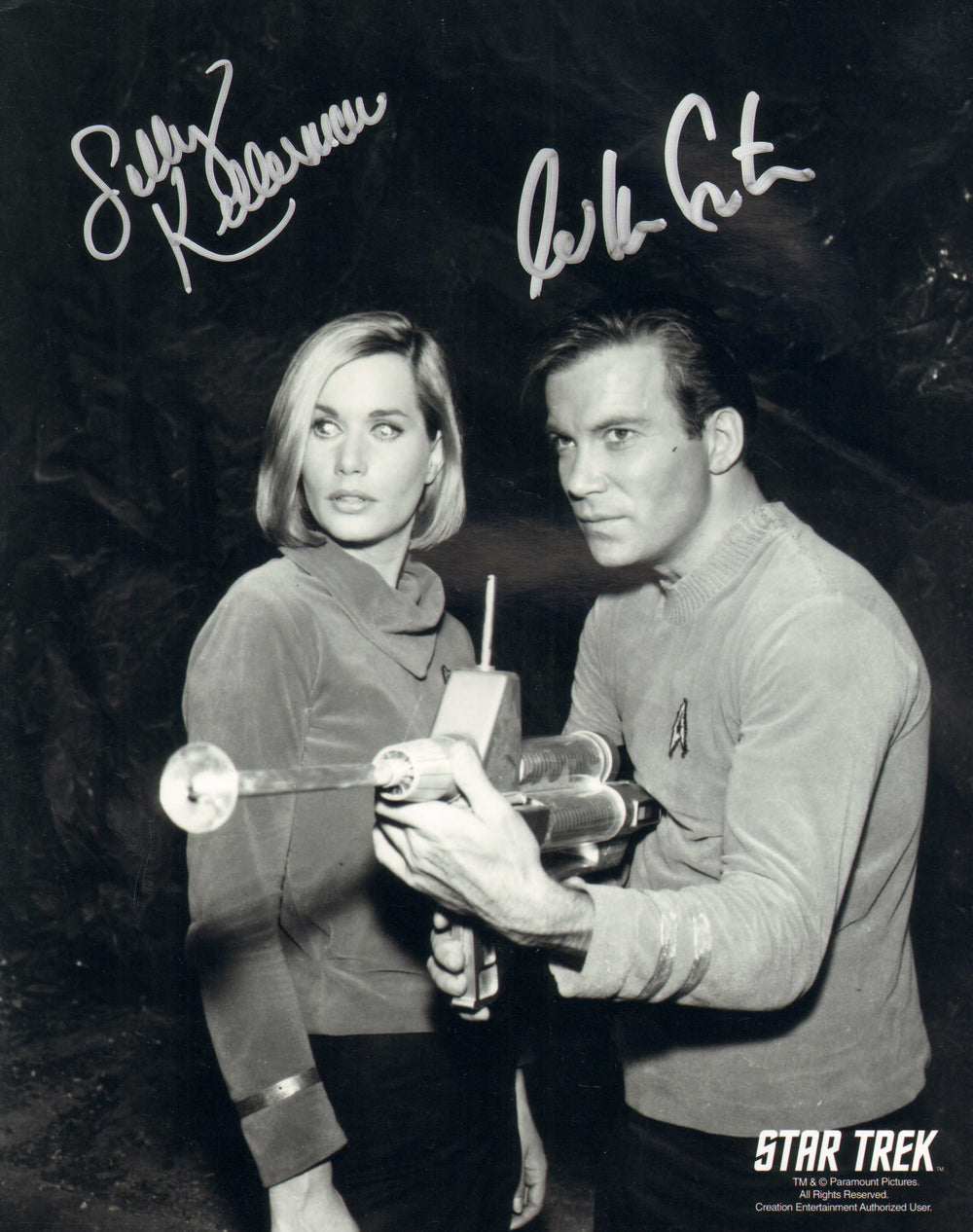 William Shatner as Captain Kirk & Sally Kellerman as Elizabeth Dehner in Star Trek: The Original Series Signed 8x10 Photo