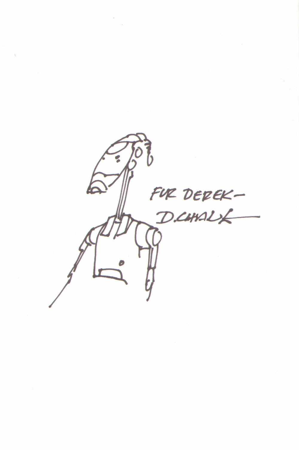 Doug Chiang Lucasfilm Art Design Director Star Wars Episode I: The Phantom Menace Trade Federation Droid Sketch & Signed 4x6 Index Card