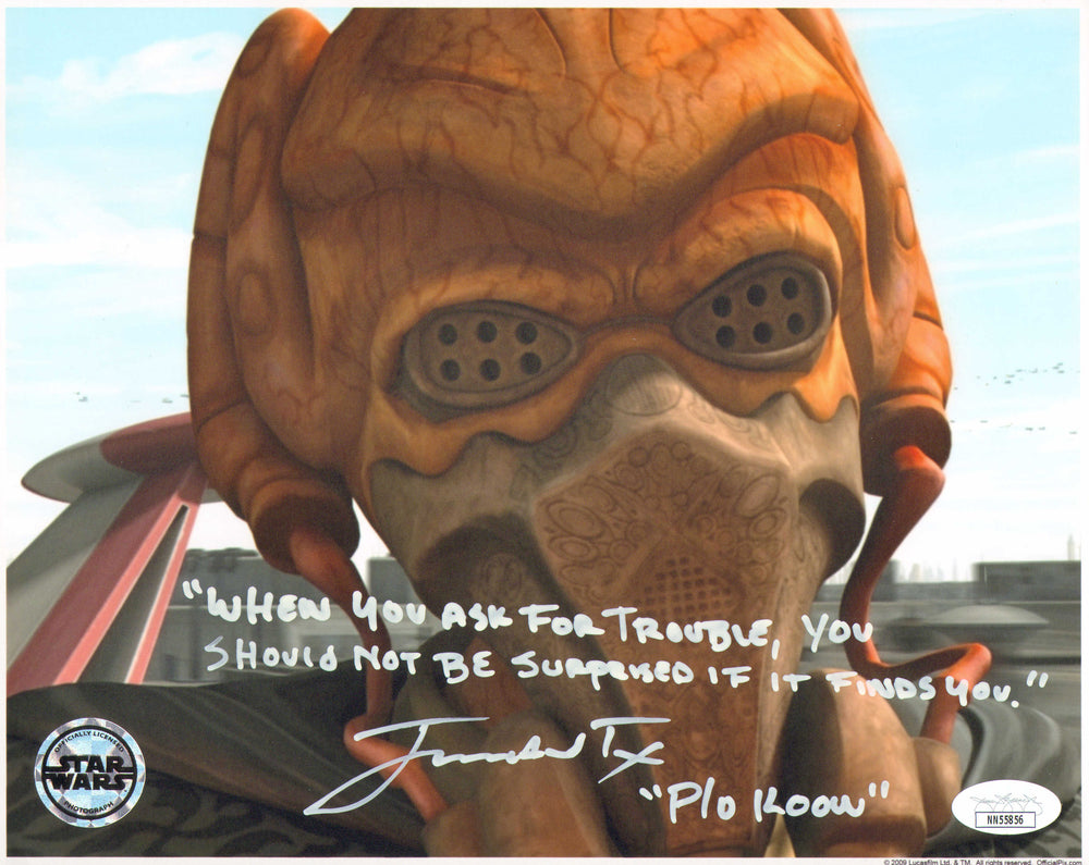 James Arnold Taylor as Plo Koon in Star Wars: The Clone Wars (Official Pix/JSA) Signed 8x10 Photo with Character Name & Quote