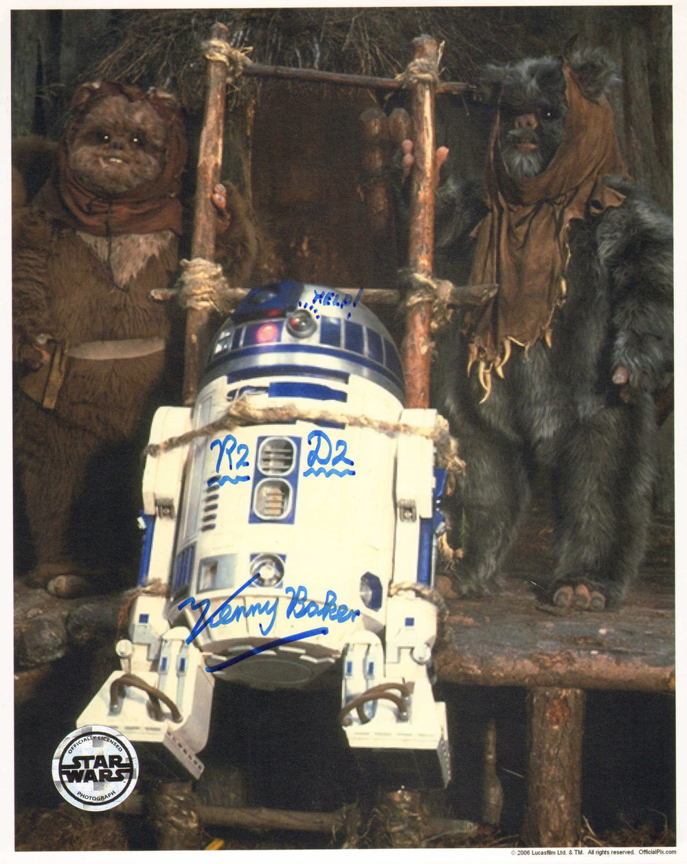 Kenny Baker as R2-D2 in Star Wars: Return of the Jedi (Official Pix) Signed 8x10 Photo with Character Name & Fun 