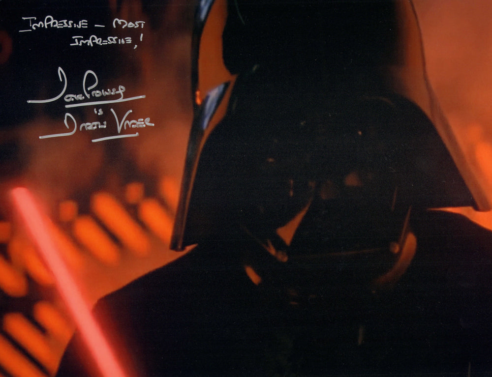 Dave Prowse as Darth Vader in Star Wars: The Empire Strikes Back Signed 11x14 Photo with Character Name & Quote