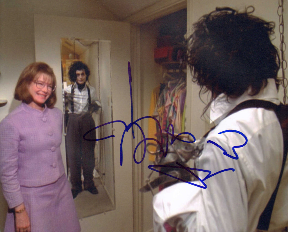 Johnny Depp as Edward Scissorhands & Dianne Wiest as Peg Boggs in Tim Burton's Edward Scissorhands Signed 8x10 Photo