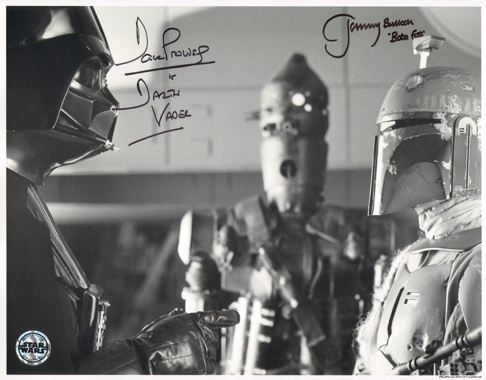 Dave Prowse as Darth Vader & Jeremy Bulloch as Boba Fett in Star Wars: The Empire Strikes Back (Official Pix) Signed 11x14 Photo with Character Names