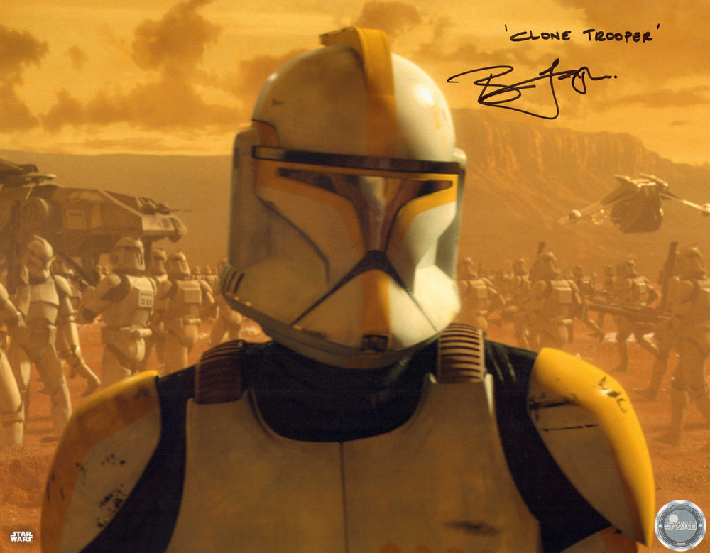 Bodie Taylor as Clone Trooper in Star Wars Episode II: Attack of the Clones (SWAU) Signed 11x14 Photo with Character Name