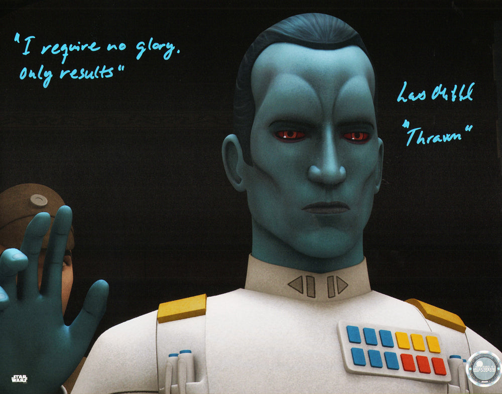 Lars Mikkelsen as Grand Admiral Thrawn in Star Wars: Rebels (SWAU) Signed 11x14 Photo with Character Name & Quote