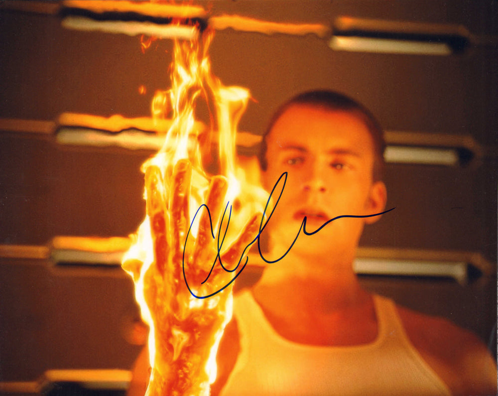 Chris Evans as Johnny Storm / Human Torch in Fantastic Four Signed 8x10 Photo
