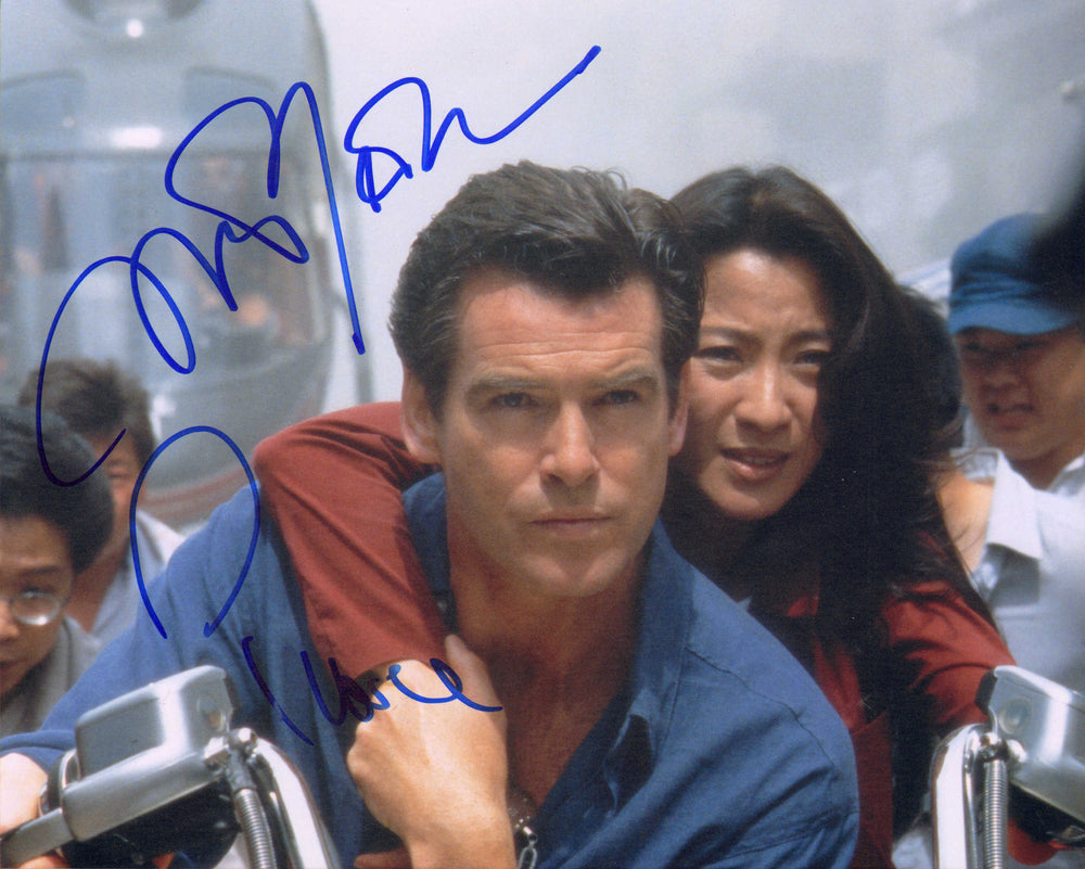 Pierce Brosnan as James Bond & Michelle Yeoh as Wai Lin in James Bond 007: Tomorrow Never Dies Signed 8x10 Photo