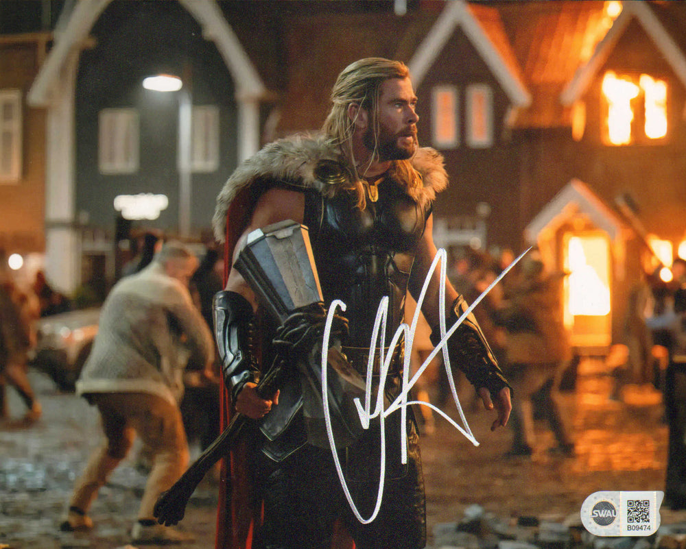 Chris Hemsworth as Thor in Battle in Thor: Love and Thunder (SWAU) Signed 11x14 Photo