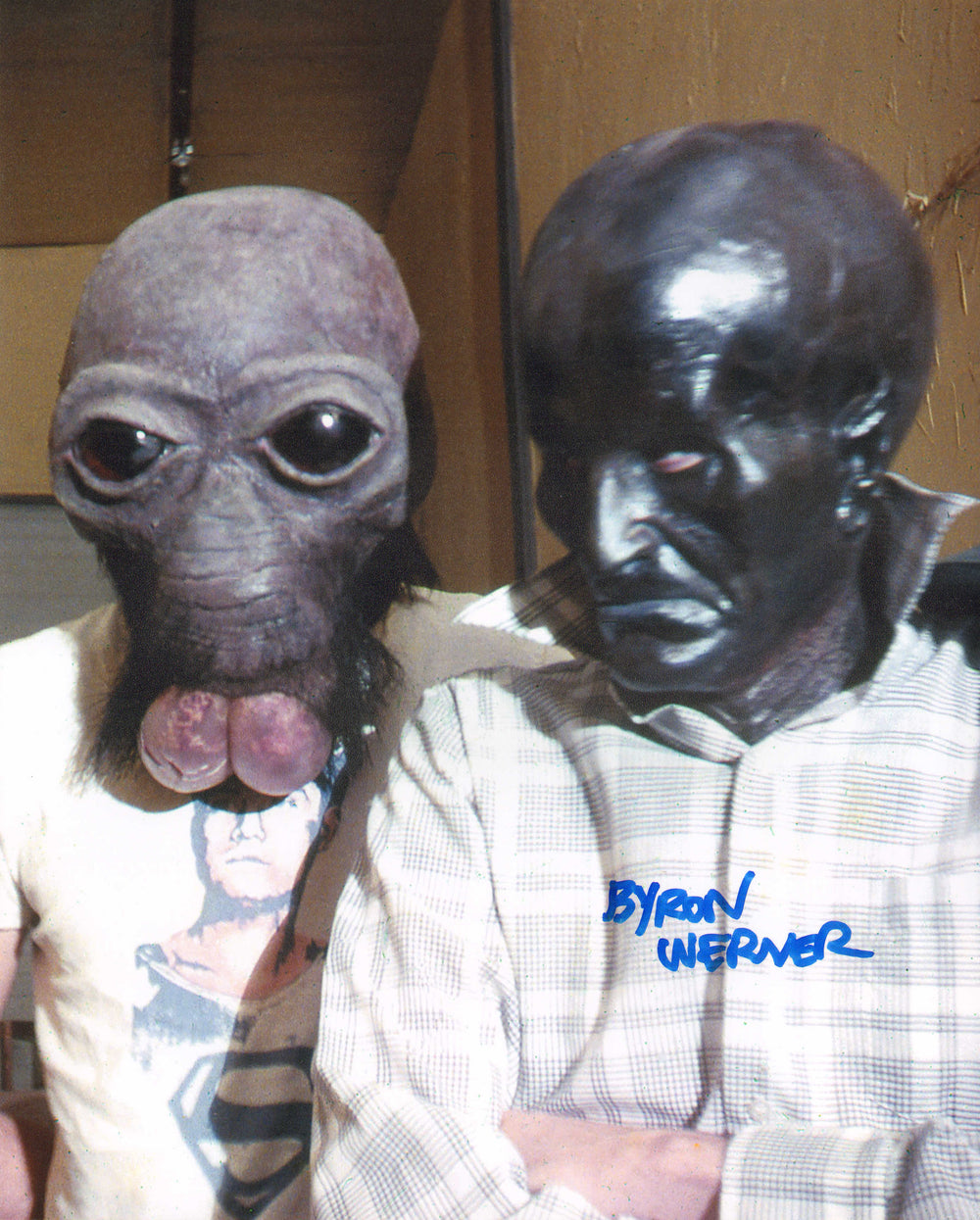 Byron Werner in Mask Behind the Scenes of Star Wars Signed 8x10 Photo