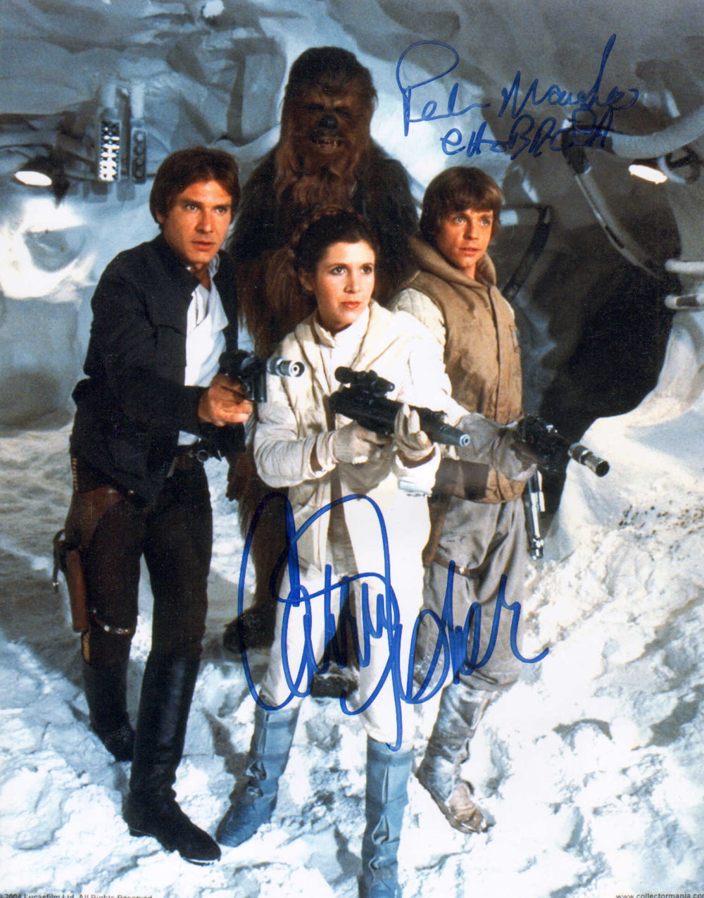 Carrie Fisher as Princess Leia & Peter Mayhew as Chewbacca in Star Wars: The Empire Strikes Back Signed 8x10 Photo