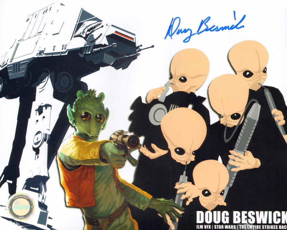 Doug Beswick Makeup Artist & Stop Motion Technician of Star Wars(SWAU) Signed 8x10 B&W Photo