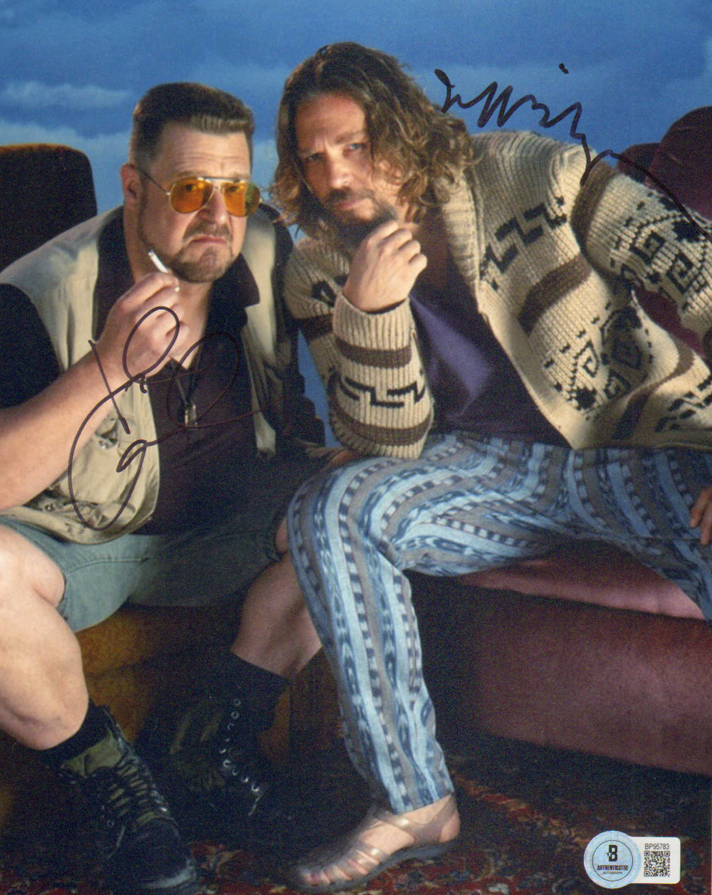 Jeff Bridges as Jeffrey 'The Dude' Lebowski & John Goodman as Walter Sobchack in The Big Lebowski (Beckett) Signed 8x10 Photo