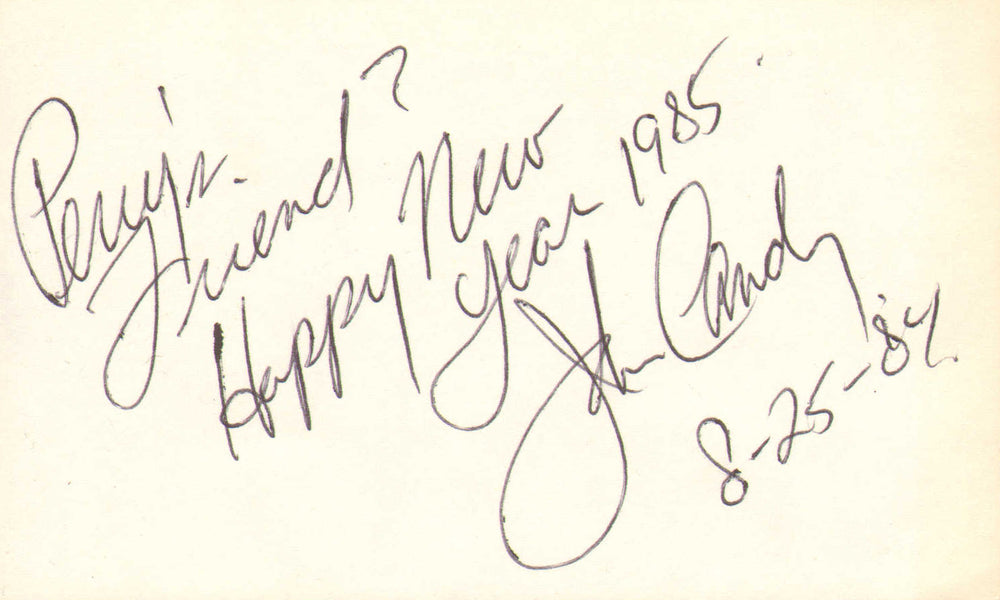 John Candy from Spaceballs, Planes Trains and Automobiles, National Lampoon's Vacation, & Home Alone (Beckett) Signed 3x5 Index Card