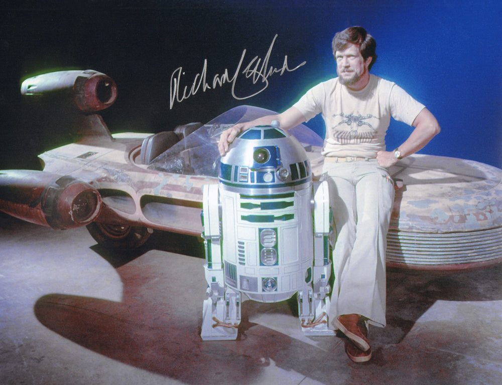 Richard Edlund with R2-D2 Behind the Scenes of Star Wars: The Empire Strikes Back Signed 11x14 Photo