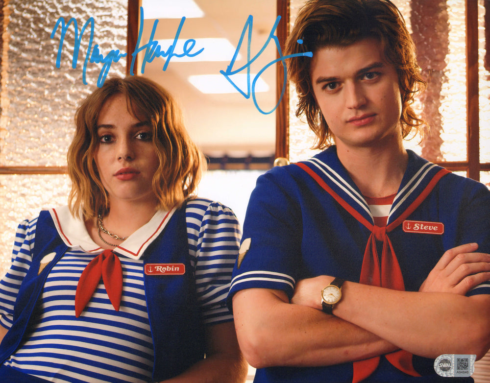 Joe Keery as Steve Harrington & Maya Hawke as Robin Buckley in Stranger Things (SWAU) Signed 11x14 Photo