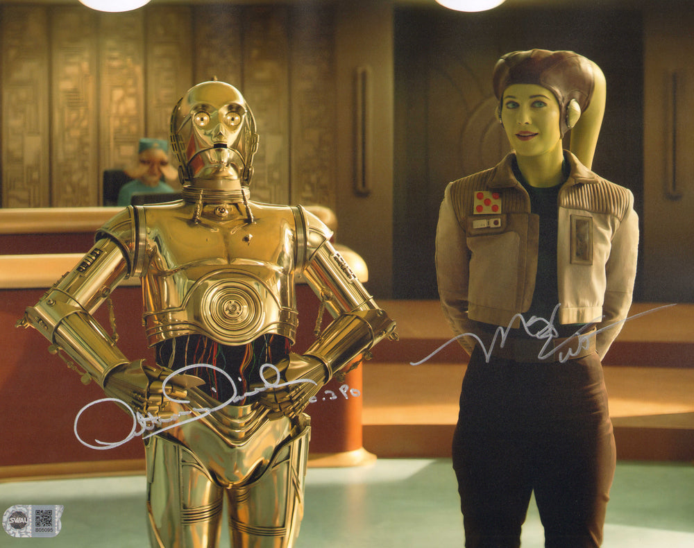 Mary Elizabeth Winstead as Hera Syndulla & Anthony Daniels as C-3PO in Star Wars: Ahsoka (SWAU) Signed 11x14 Photo with Character Name