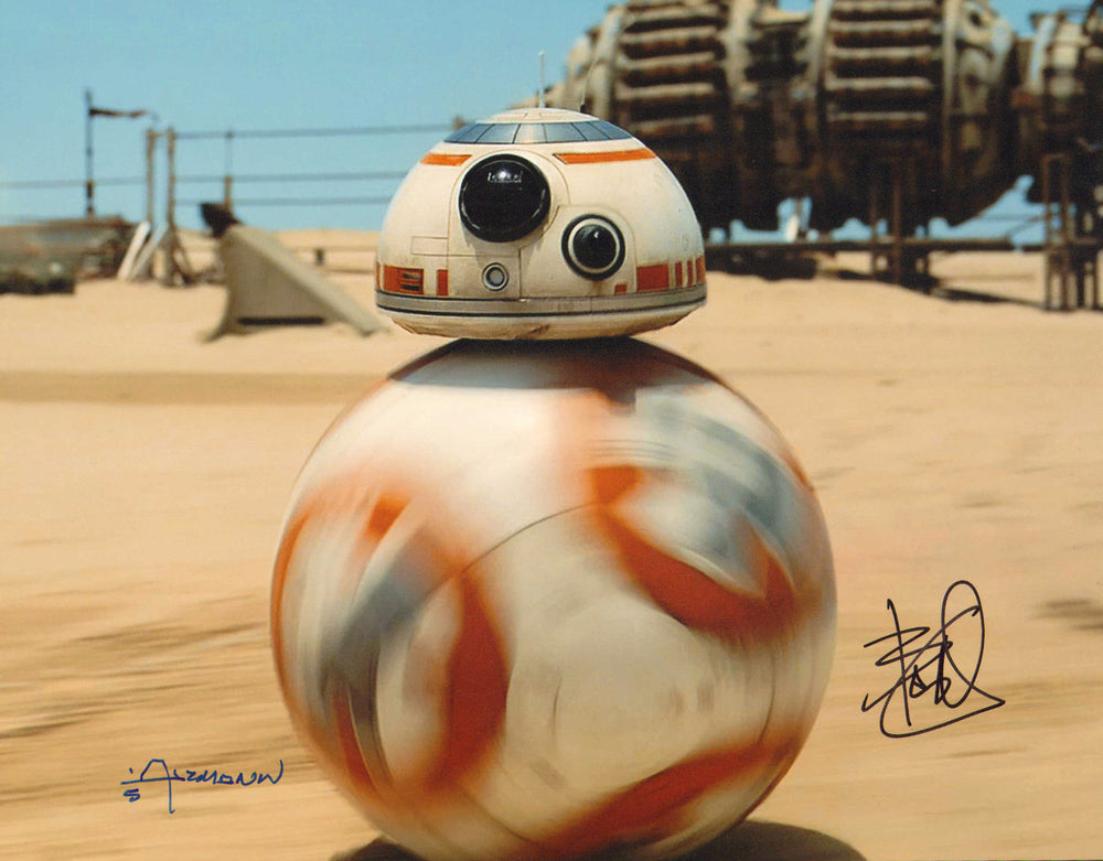 Ben Schwartz & Christian Alzmann as BB-8 in Star Wars: The Force Awakens Signed 11x14 Photo