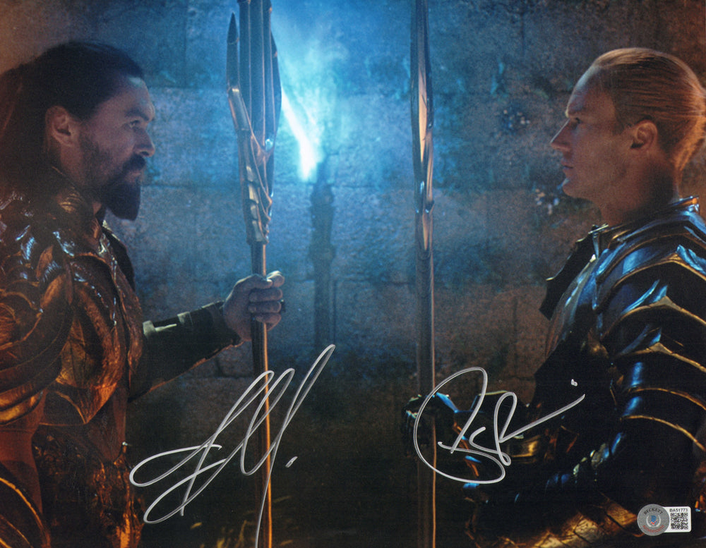 Jason Momoa as Aquaman & Patrick Wilson as Ocean Master in Aquaman (Beckett) Signed 11x14 Photo