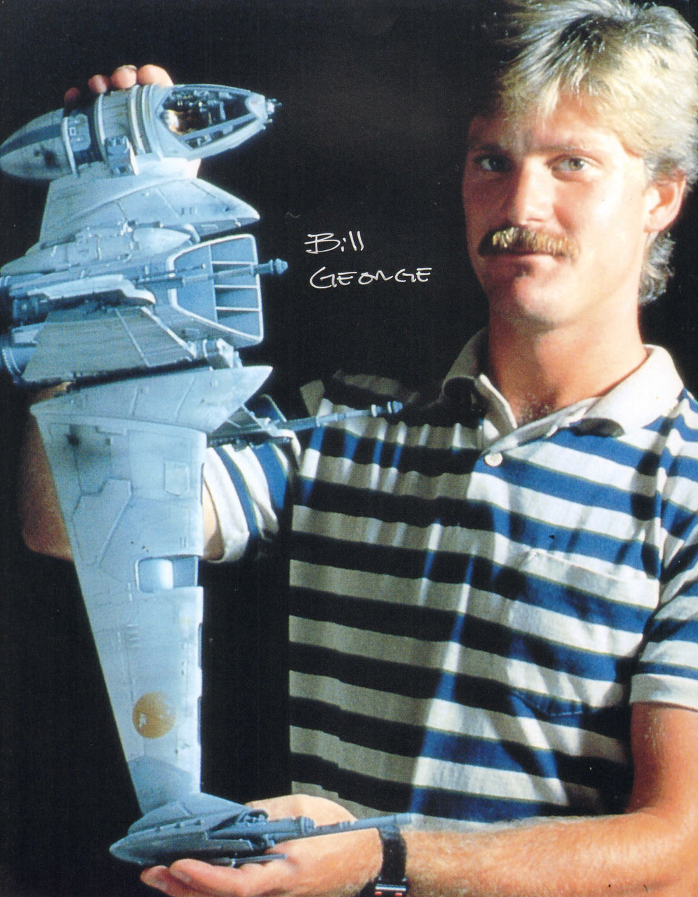 Bill George with B-Wing Fighter Behind the Scenes of Star Wars: Return of the Jedi Signed 11x14 Photo