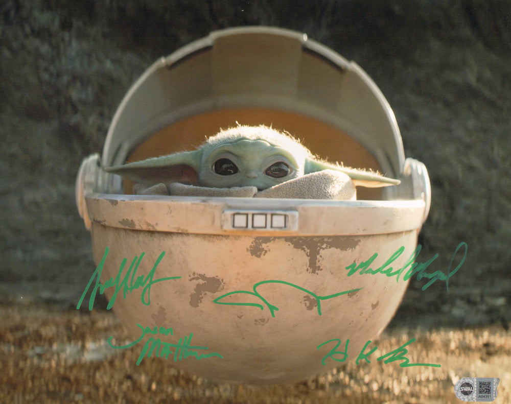 Star Wars: The Mandalorian Baby Yoda Grogu (SWAU) 11x14 Photo Signed by John Rosengrant, Trevor Hensley, Jason Matthews, Mike Manzel, & Hiroshi (Kan) Kieuchi