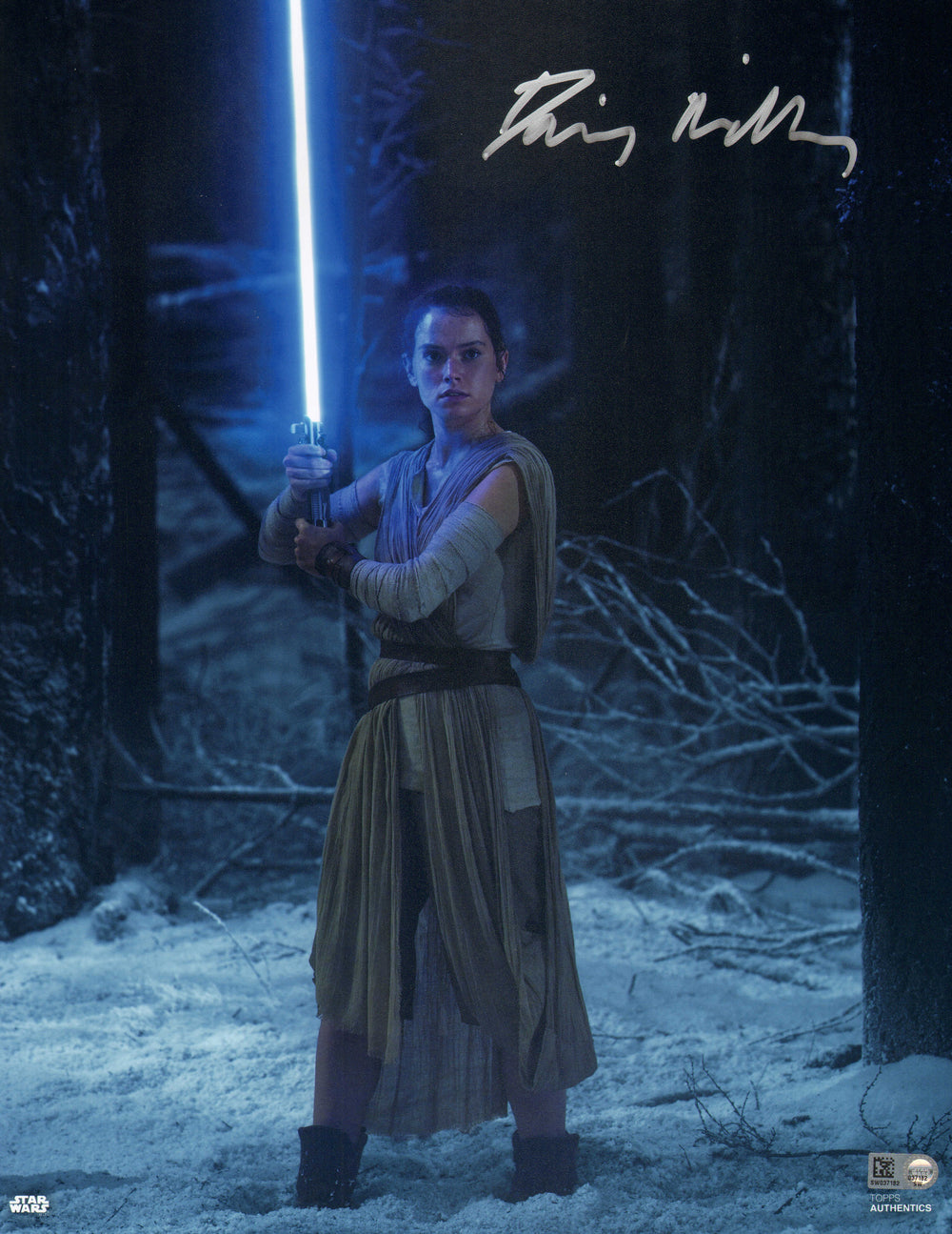 Daisy Ridley as Rey in Star Wars: The Force Awakens (Topps Star Wars Authentics) Signed 11x14 Photo