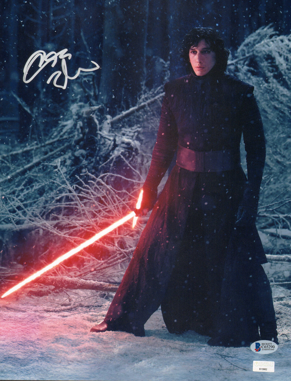 Adam Driver as Kylo Ren in Star Wars: The Force Awakens (Beckett/Celebrity Authentics) Signed 11x14 Photo