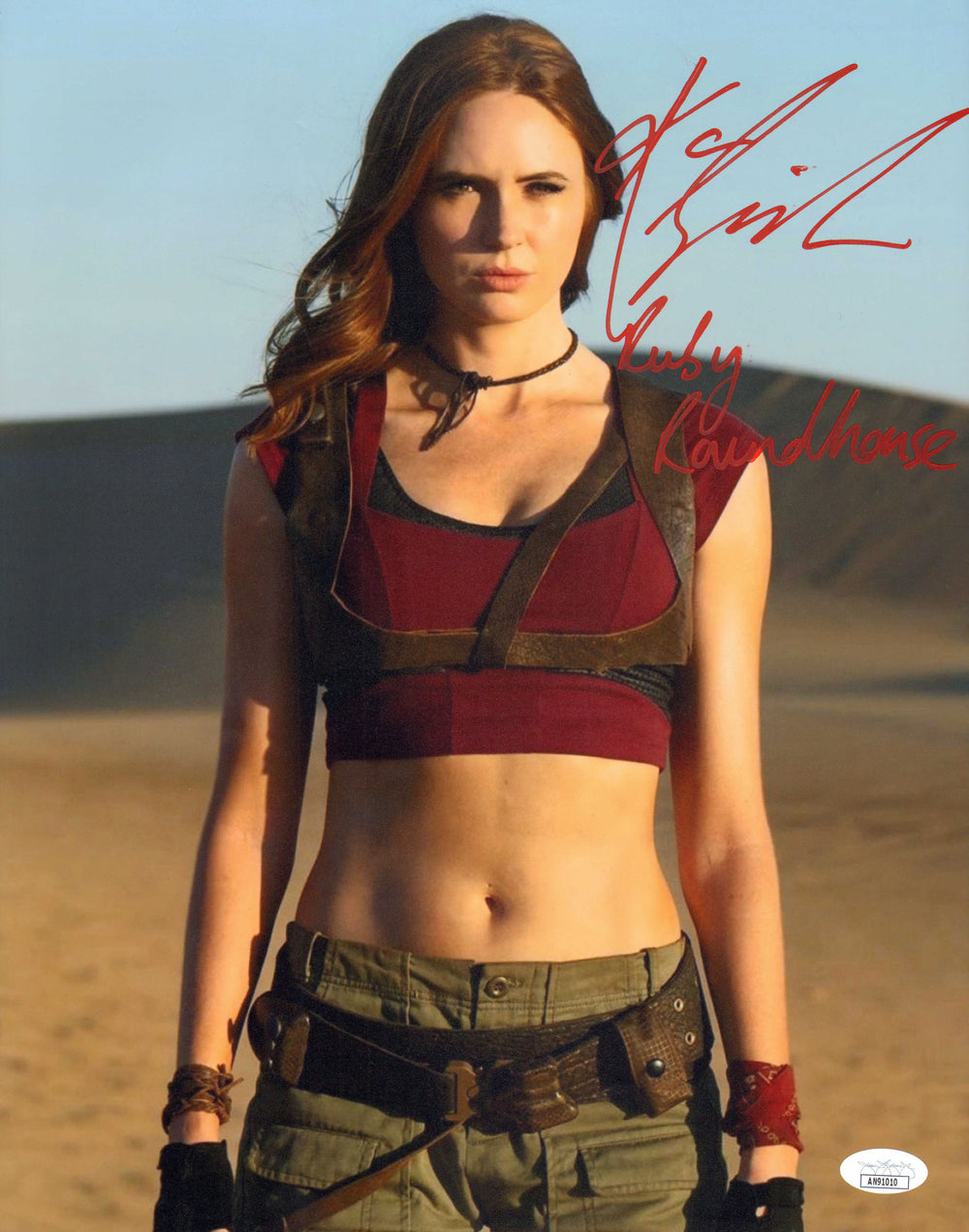 Karen Gillan as Ruby Roundhouse in Jumanji (JSA) Signed 11x14 Photo with Character Name