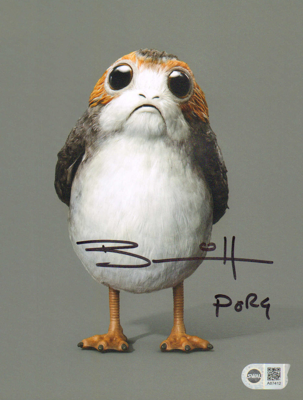 Brian Herring as a Porg in Star Wars: The Force Awakens (SWAU) Signed 8x10 Photo with Character Name