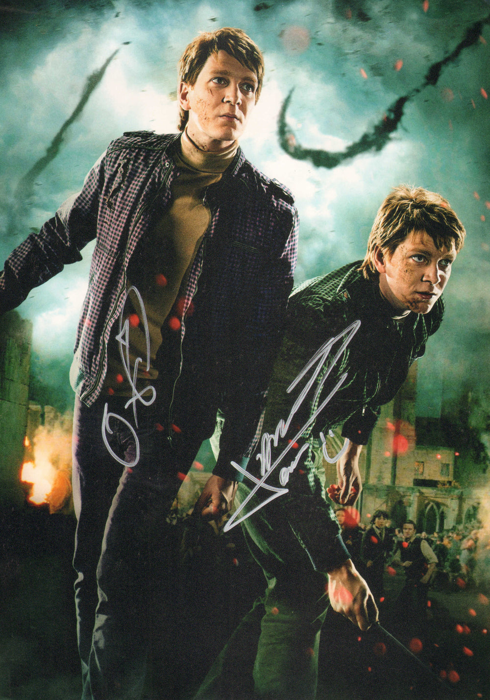 Oliver Phelps as George Weasley & James Phelps as Fred Weasley in Harry Potter & the Deathly Hallows Part II Signed 8x12 Photo