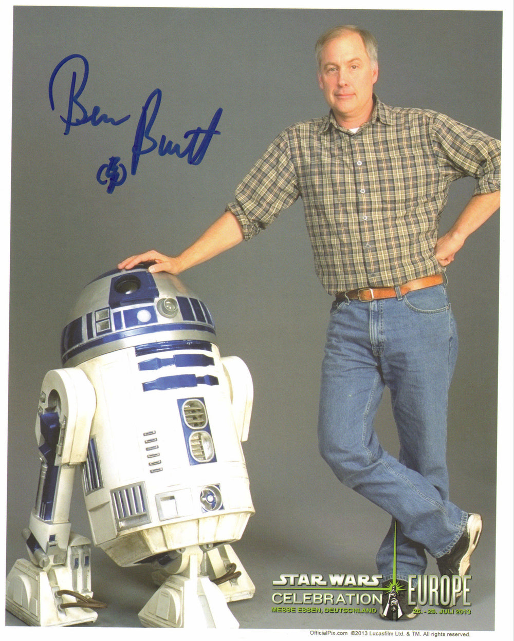 Ben Burtt Sound Designer of Star Wars with R2-D2 (Official Pix Celebration) Signed 8x10 Photo