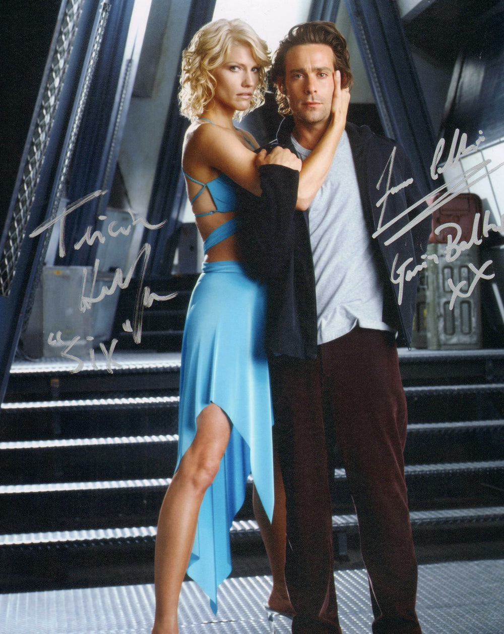 Tricia Helfer as Number Six & James Callis as Gaius Baltas in Battlestar Galactica Signed 8x10 Photo with Character Names