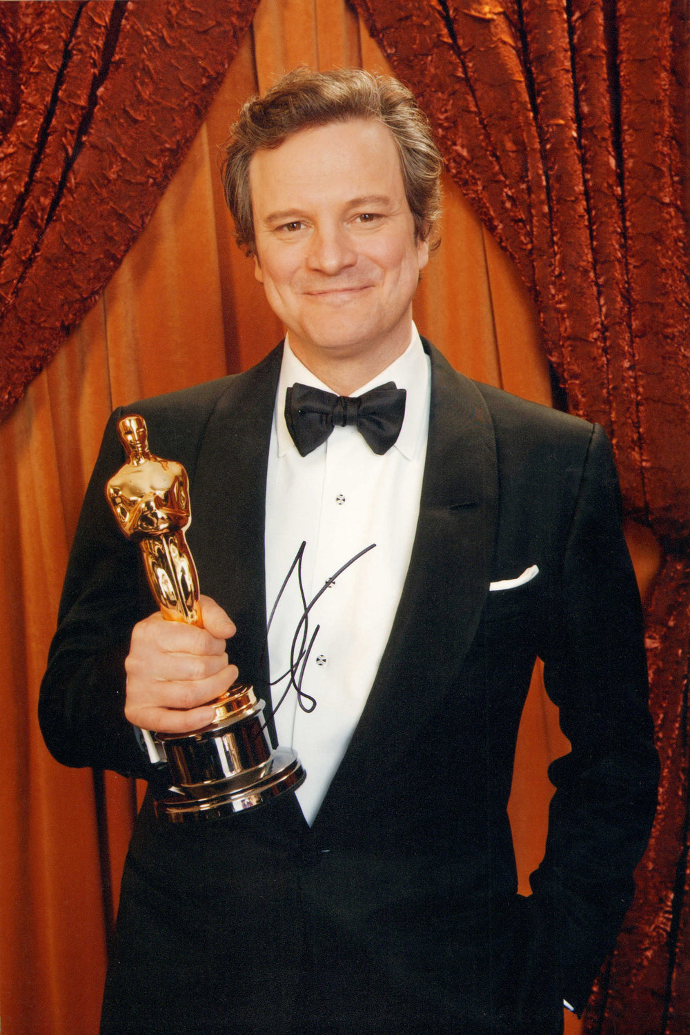 Colin Firth Winning Academy Award for Best Actor in The King's Speech Signed 8x12 Photo