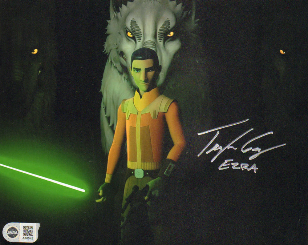 Taylor Gray as Ezra Bridger with Green Lightsaber in Star Wars: Rebels (SWAU) Signed 8x10 Photo with Character Name