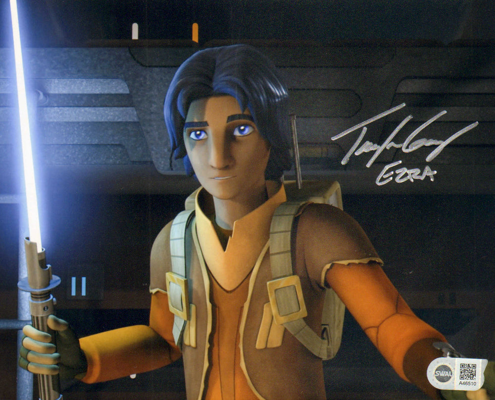 Taylor Gray as Ezra Bridger with Blue Lightsaber in Star Wars: Rebels (SWAU) Signed 8x10 Photo with Character Name