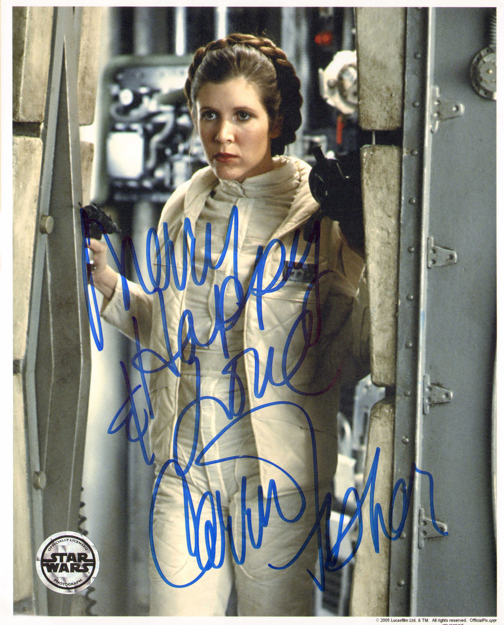 Carrie Fisher as Princess Leia in Star Wars: The Empire Strikes Back (Offical Pix) Signed 8x10 Photo with 