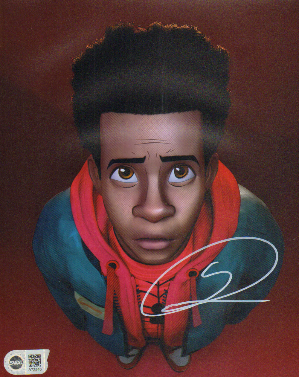 Shameik Moore as Miles Morales Unmasked in Spider-Man: Into the Spider-Verse (SWAU) Signed 8x10 Photo