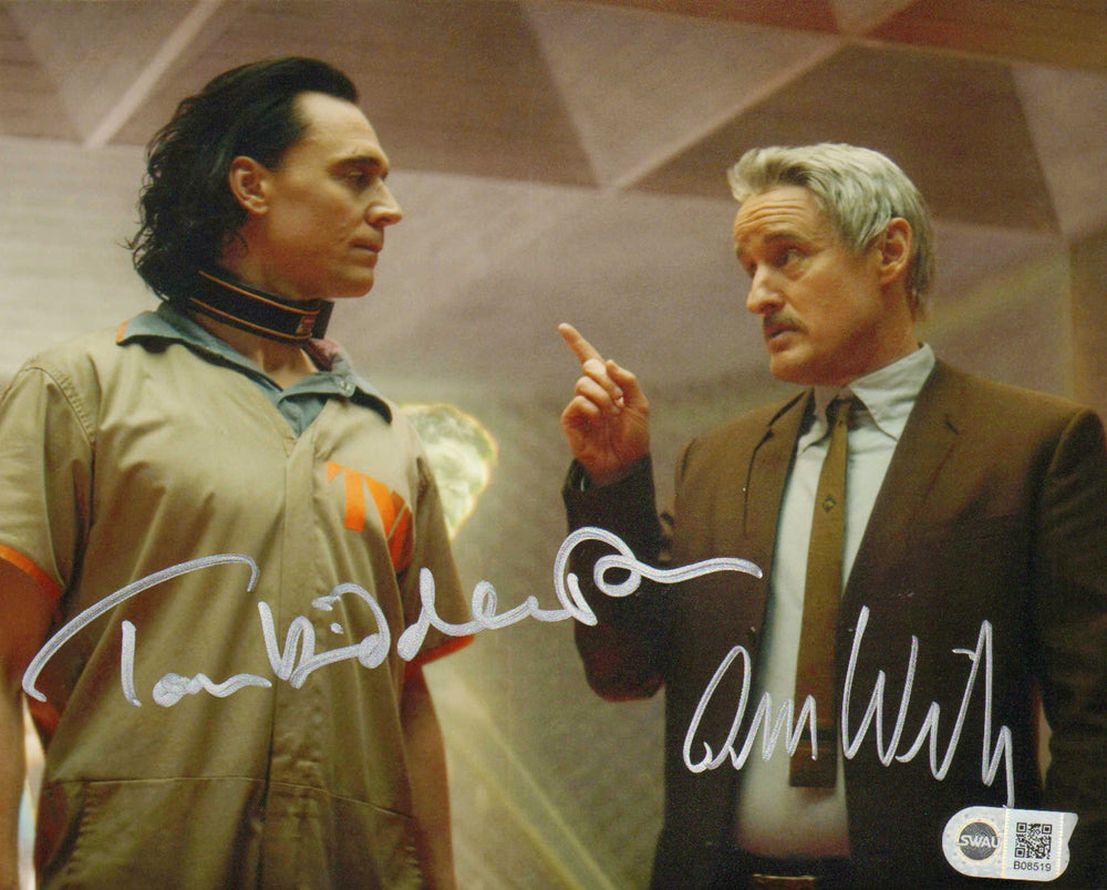 Tom Hiddleston as Loki & Owen Wilson as Mobius M. Mobius in Loki (SWAU) Signed 8x10 Photo