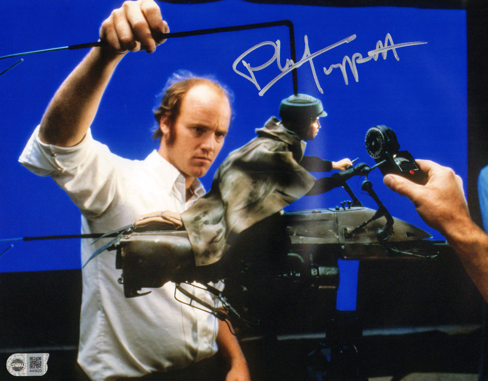 Phil Tippett ILM Visual Effects Artist with Speeder Bike Model Behind the Scenes of Star Wars: The Empire Strikes Back (SWAU) Signed 11x14 Photo