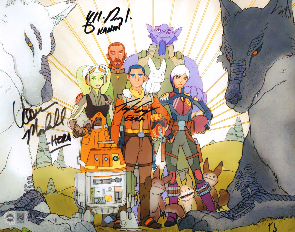 Star Wars: Rebels 11x14 Photo (SWAU) Cast Signed by Taylor Gray, Vanessa Marshall, & Freddie Prinze Jr.