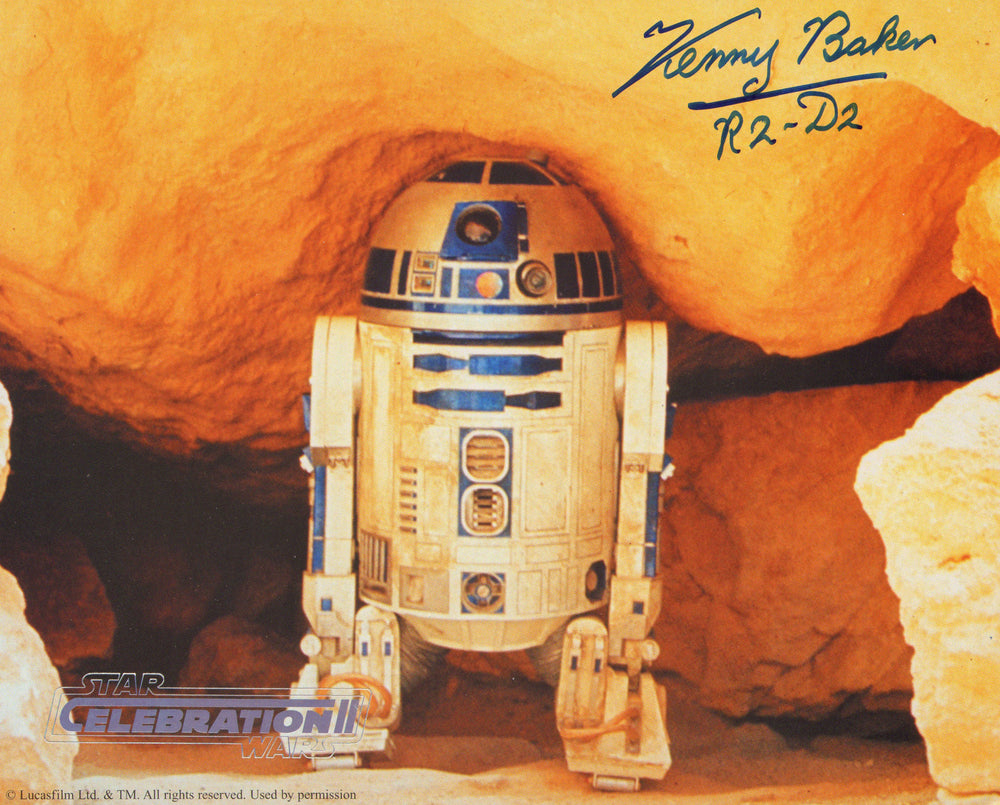 Kenny Baker as R2-D2 in Star Wars: A New Hope (Official Pix Celebration II) Signed 8x10 Photo with Character Name