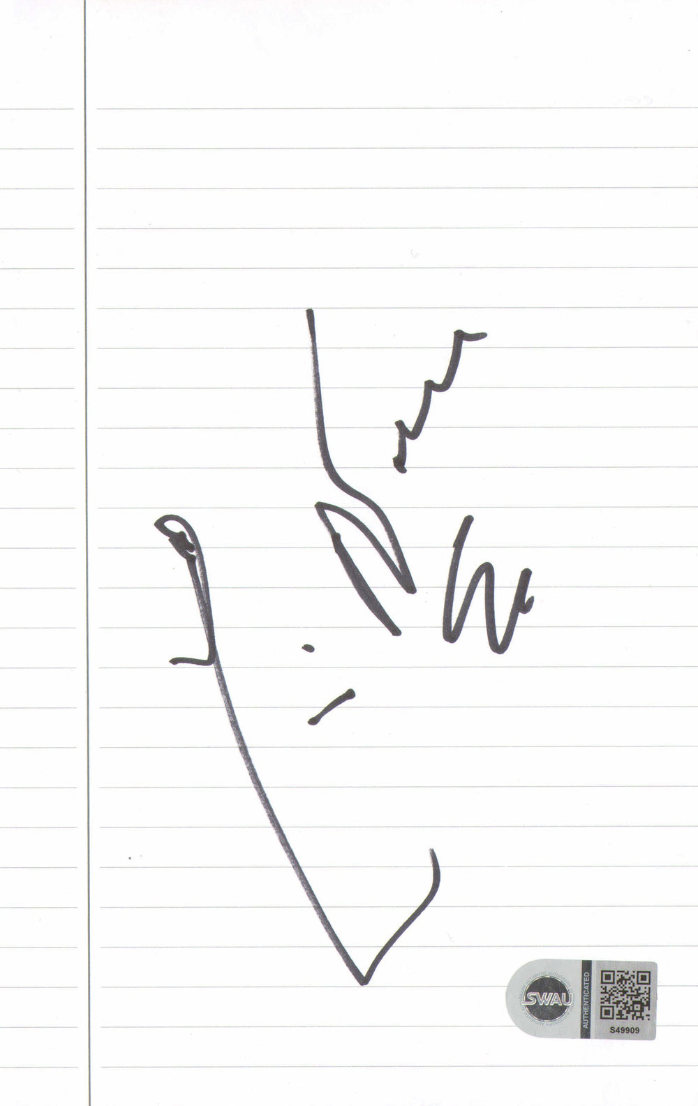 Liam Neeson from Star Wars Episode I: The Phantom Menace, Schindler's List, Taken, & Darkman (SWAU) Signed 5.5x9 Note Page