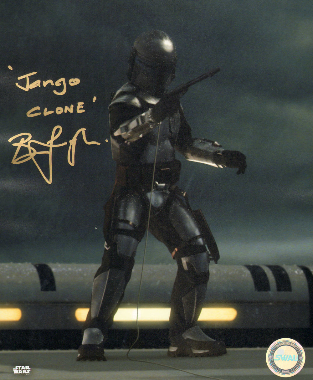 Bodie Taylor as Jango Fett in Star Wars Episode II: Attack of the Clones (SWAU) Signed 8x10 Photo with Character Name