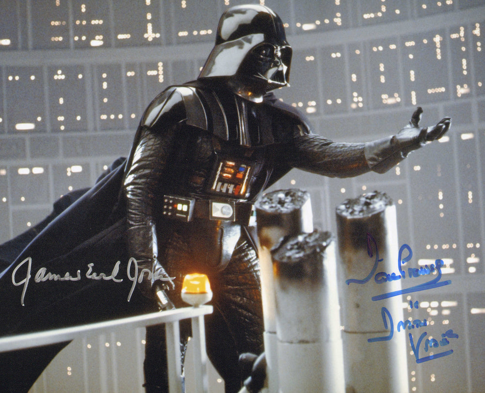 James Earl Jones & Dave Prowse as Darth Vader in Star Wars: The Empire Strikes Back Signed 8x10 Photo with Character Name