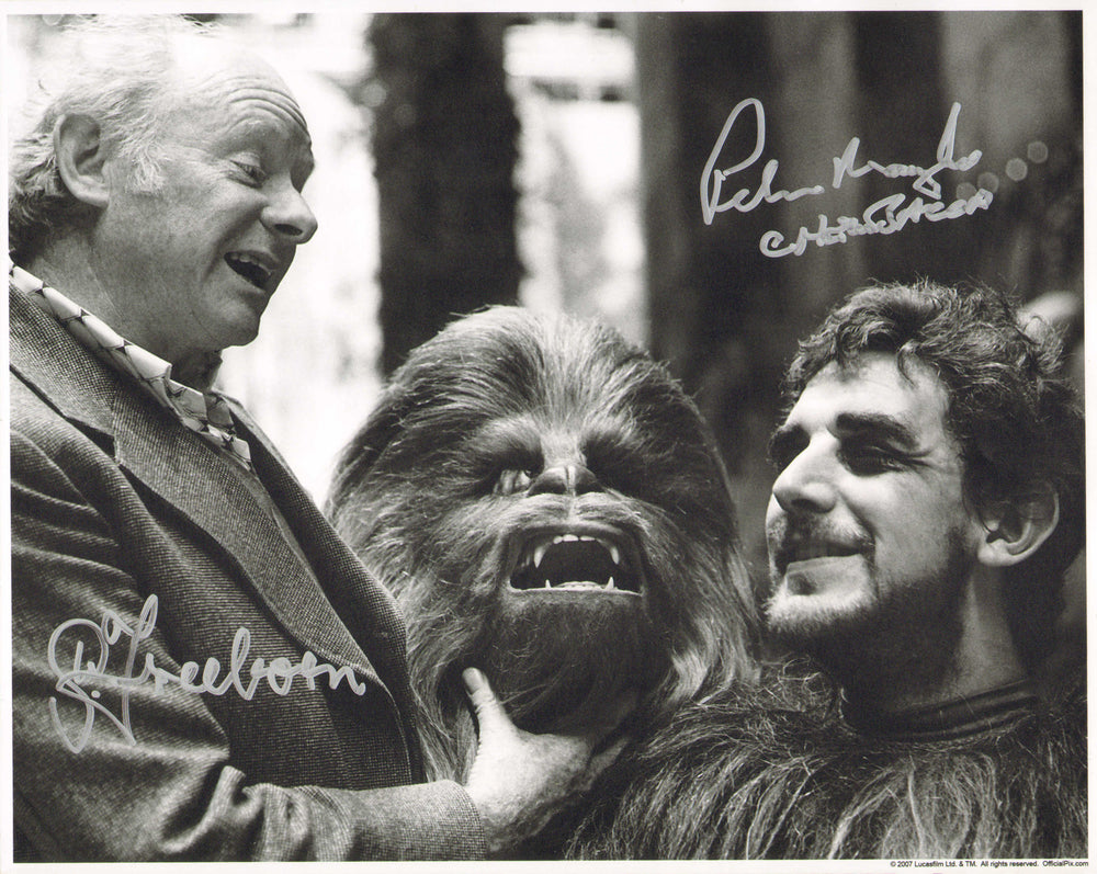 Peter Mayhew as Chewbacca & Stuart Freeborn Behind the Scenes of Star Wars: A New Hope Signed 8x10 Photo with Character Name