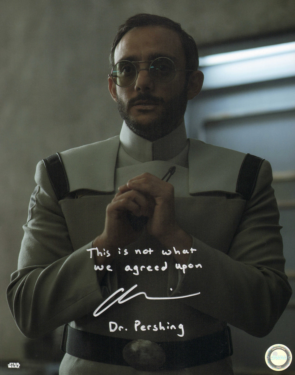 Omid Abtahi as Dr. Pershing in Star Wars: The Mandalorian (SWAU) Signed 11x14 Photo with Character Name & Quote