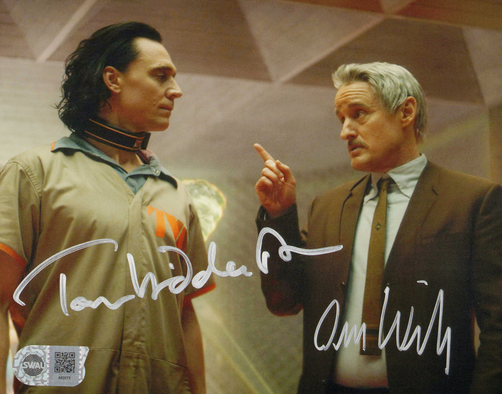 Tom Hiddleston as Loki & Owen Wilson as Mobius M. Mobius in Loki (SWAU) Signed 8x10 Photo