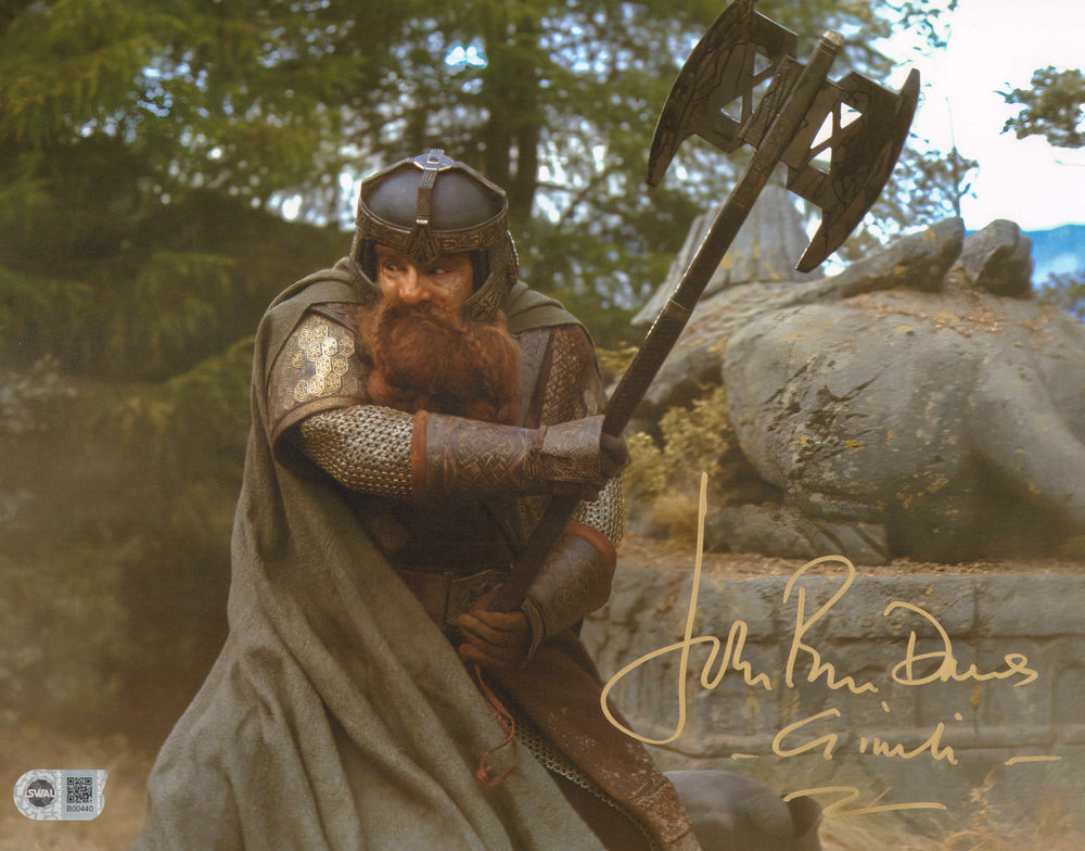 John Rhys-Davies as Gimli in The Lord of the Rings: The Fellowship of the Ring (SWAU) Signed 11x14 Photo with Character Name