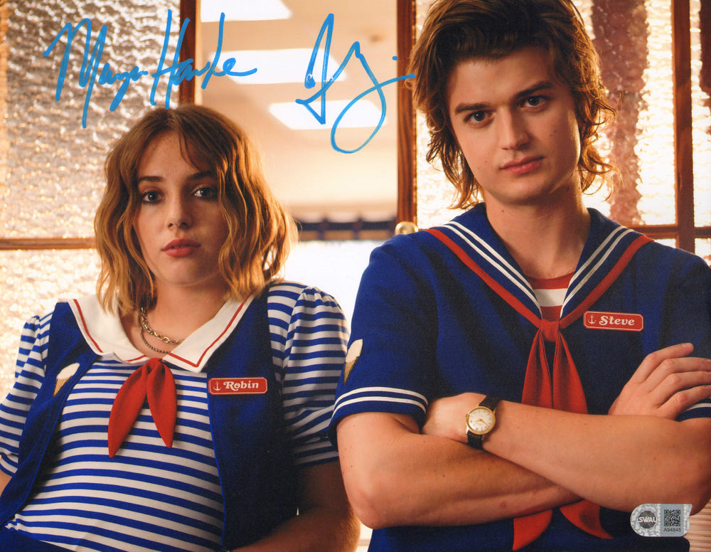 Joe Keery as Steve Harrington & Maya Hawke as Robin Buckley in Stranger Things (SWAU) Signed 11x14 Photo