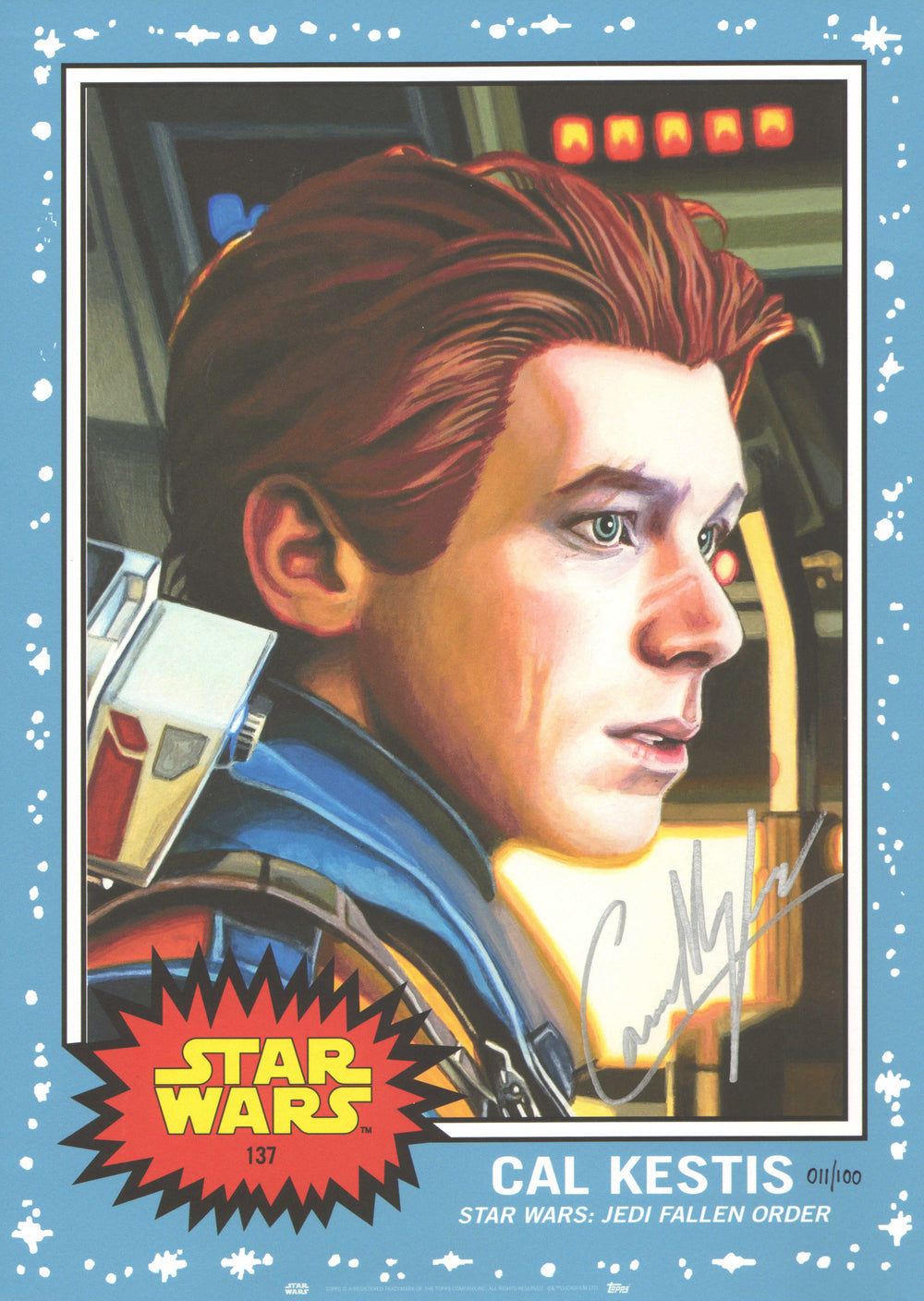 Cameron Monaghan as Cal Kestis in Star Wars Jedi: Fallen Order (Official Pix) Signed 10x14 Topps Living Set Art Print #11/100